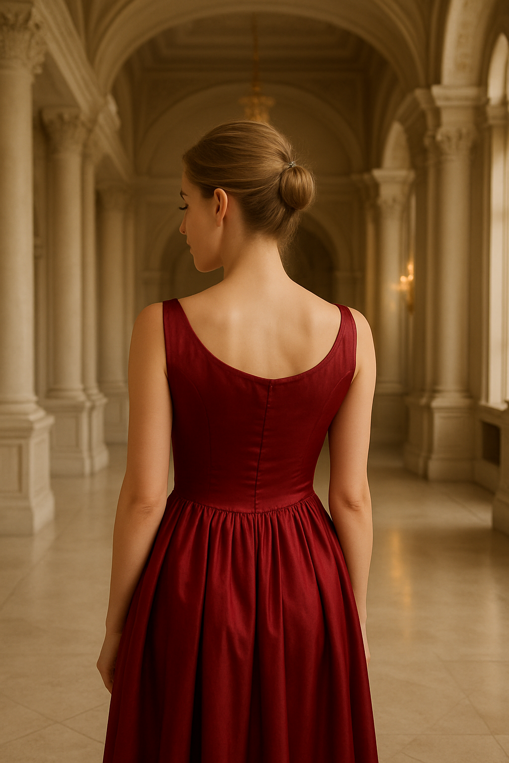 Maroon Silk Maxi Dress